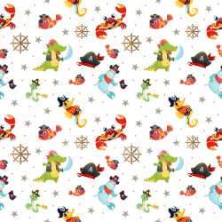 Pattern Bundle - Seamless 3D Pattern PBR Texture Featuring Cartoon Pirate Animal Characters and Nautical M… texture preview