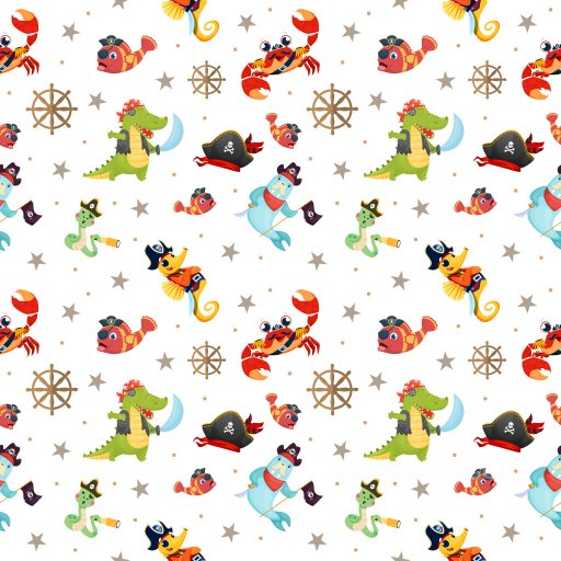 Pattern PBR Texture Featuring Cartoon Pirate Animal Characters and Nautical Motifs seamless Pattern Bundle PBR texture