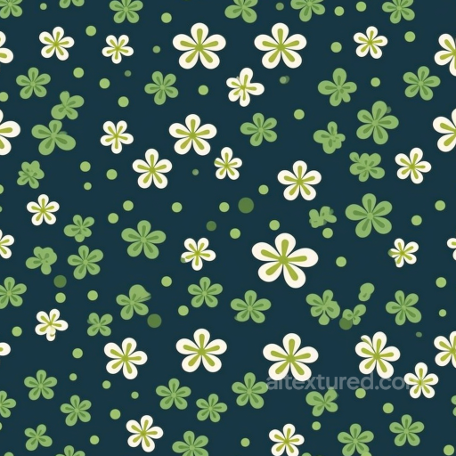 with Green and White Clover Floral Pattern on Dark Background seamless St patrick PBR texture