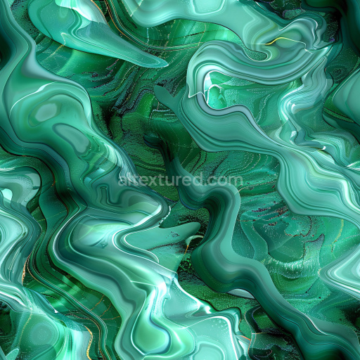 Seamless 3D PBR Texture with Glossy Turquoise and Emerald Green Swirls
