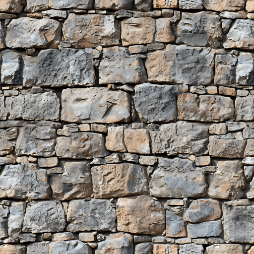 Seamless 3D Weathered Stone Wall PBR Texture with Rough Surface and Natural Color Variation