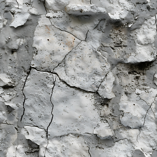 Seamless 3D cracked plaster stone wall PBR texture in weathered grey tones