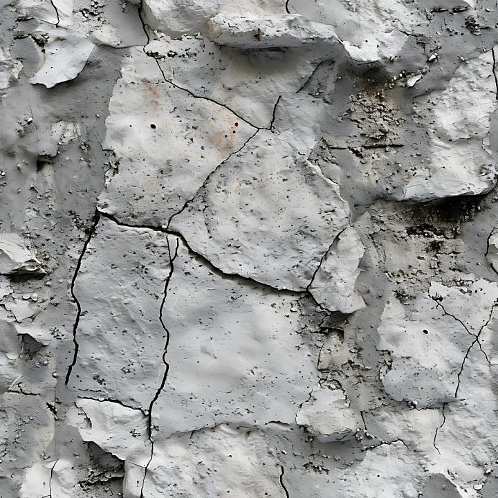 Cracked Plaster Stone Wall In Weathered Gray Tones seamless PBR texture preview