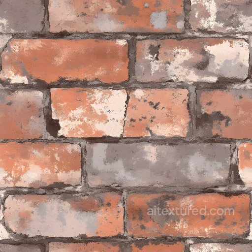 Cracked Brick Wall Texture Featuring Worn and Chipped Paint seamless Brick PBR texture