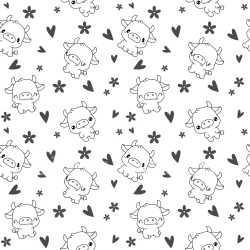 Pattern Bundle - Seamless 3D Pattern PBR Texture Featuring Cute Cartoon Cow Motifs with Hearts and Flowers texture preview