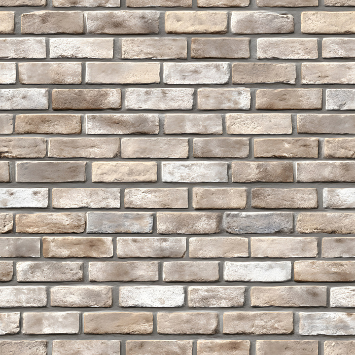 Textured Cracked Beige Brick Wall with Subtle Holes and Surface Damage seamless PBR texture preview