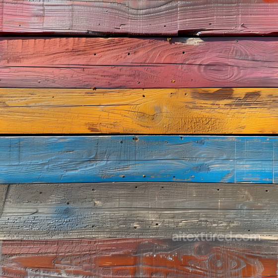 Vibrantly Painted Weathered Wood Planks Seamless Texture with Detailed Grain and Wear Wood texture preview