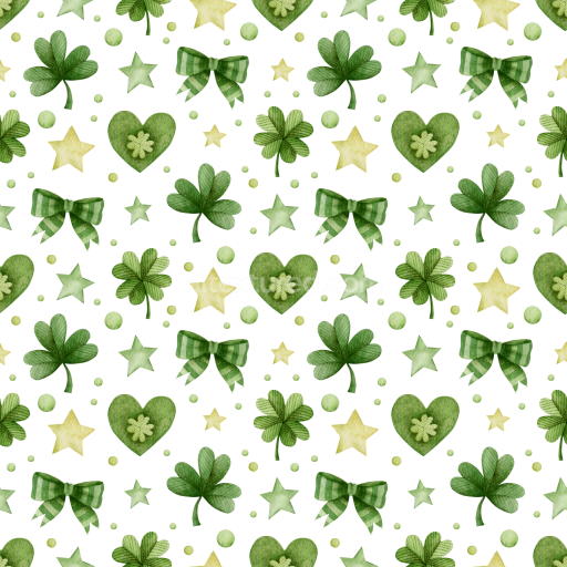 Seamless 3D PBR Texture Featuring St Patrick Green Shamrocks & Stars Pattern