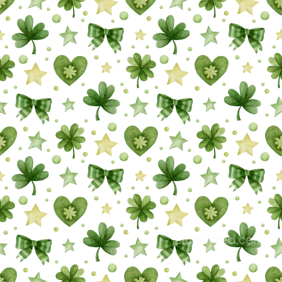 Featuring St Patrick Green Shamrocks & Stars Pattern St patrick texture preview