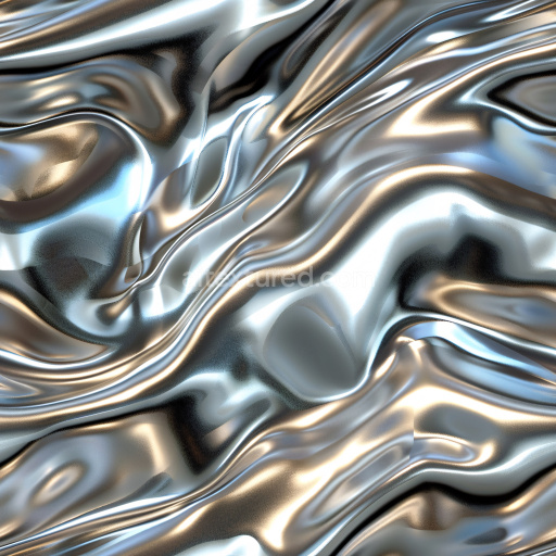 Seamless 3D PBR Texture of Glossy Blue-Silver Satin Fabric with Flowing Wrinkles