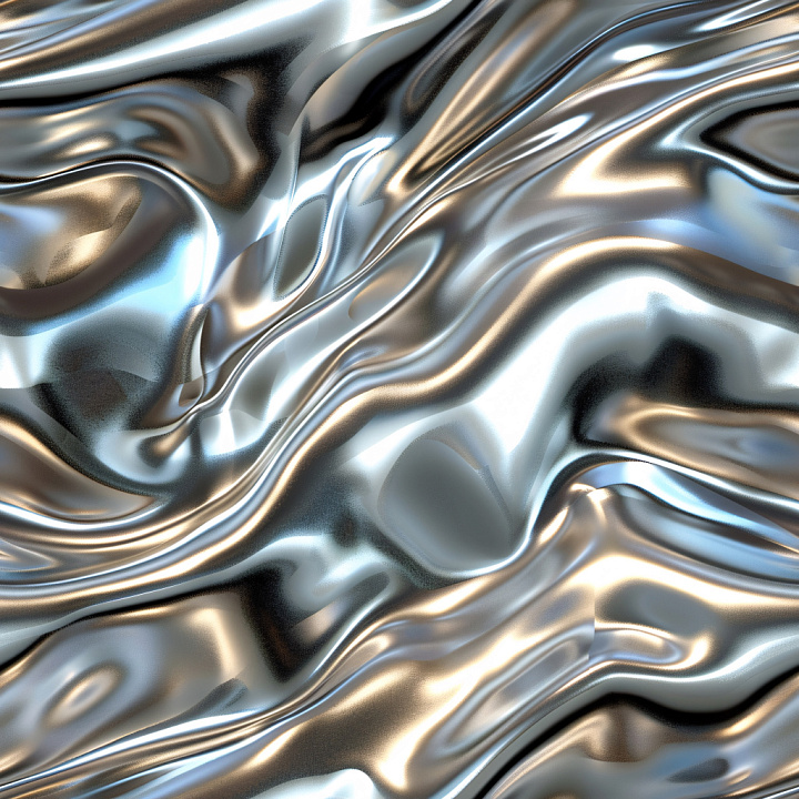 Glossy Blue-Silver Satin Fabric with Flowing Wrinkles seamless PBR texture preview