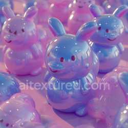 seamless Seamless 3D Inflated PBR Texture of Glossy Blue Vinyl Bunny Figures texture 8k free download PBR