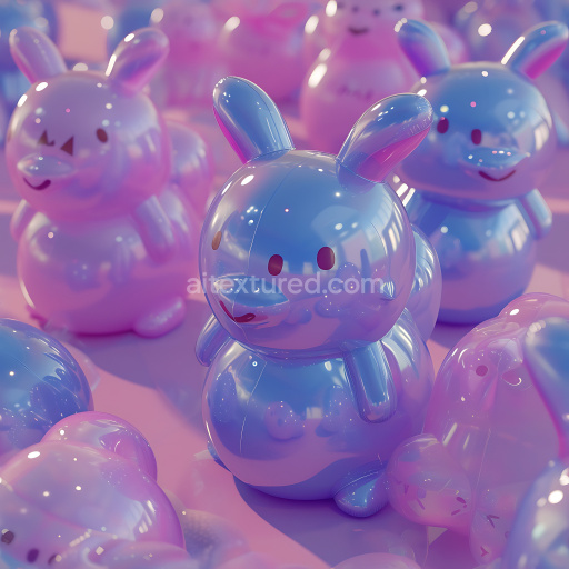 Seamless 3D Inflated Glossy Vinyl Bunny Toy Texture in Soft Pastel