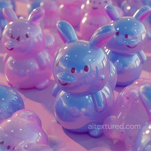 Inflated Glossy Vinyl Bunny Toy Texture in Soft Pastel seamless Inflated PBR texture