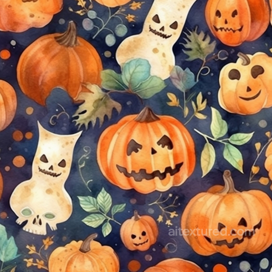 Featuring Watercolor Halloween Pumpkins and Skulls Watercolor Halloween texture preview