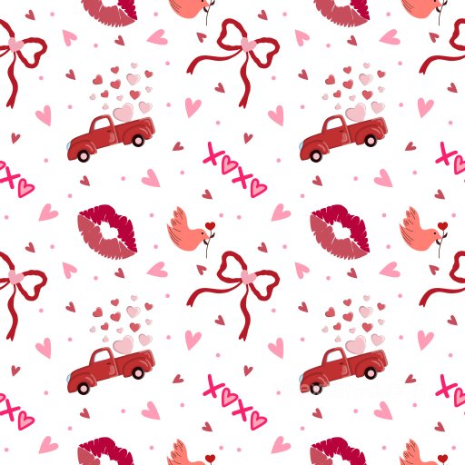 Valentine's Day Pattern PBR Texture with Love Icons and Playful Motifs seamless Pattern Bundle PBR texture