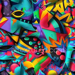 seamless Seamless 3D PBR Texture of Colorful Abstract Urban Graffiti Art texture 8k free download PBR