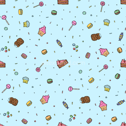 Seamless 3D PBR Birthday Texture Featuring Colorful Cartoon Sweets