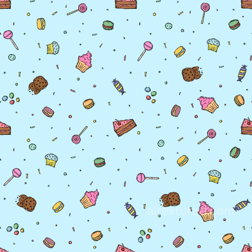 Birthday Texture Featuring Colorful Cartoon Sweets seamless Birthday PBR texture