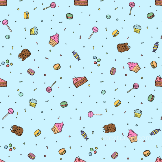 Birthday Texture Featuring Colorful Cartoon Sweets Birthday texture preview