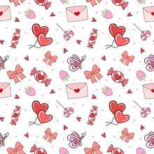 Seamless 3D Pattern PBR Texture with Cute Valentines Day Themed Illustrations texture preview