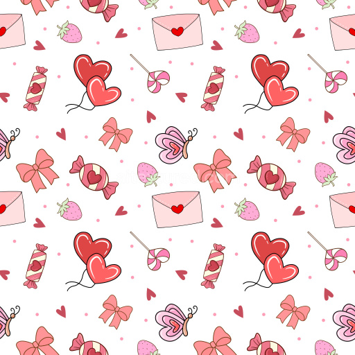 Pattern Bundle - Seamless 3D Pattern PBR Texture with Cute Valentines Day Themed Illustrations texture preview