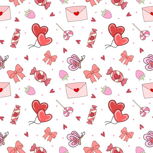 Pattern PBR Texture with Cute Valentines Day Themed Illustrations seamless Pattern Bundle PBR texture