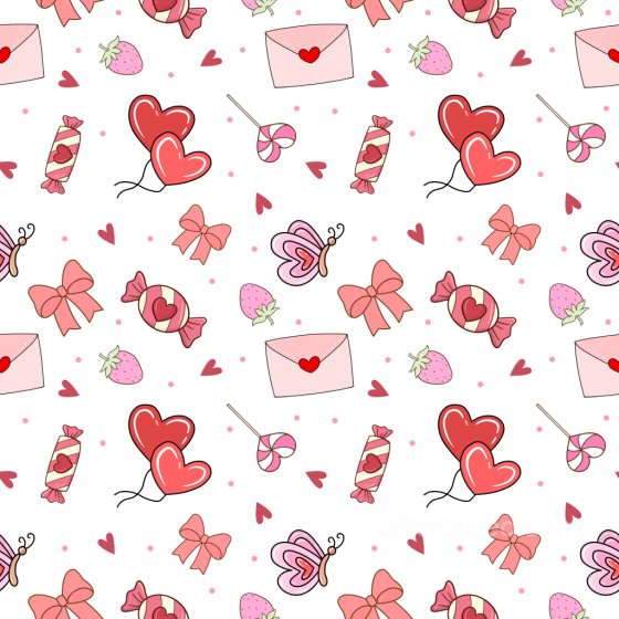 Pattern PBR Texture with Cute Valentines Day Themed Illustrations Pattern Bundle texture preview