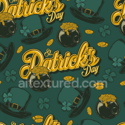 seamless Seamless 3D PBR St Patrick's Day Digital Paper Texture with Coins and Leprechaun Hats texture 8k free download PBR