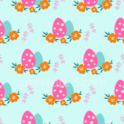seamless Seamless 3D PBR Easter Digital Paper Texture with Pink Polka-Dot Eggs and Floral Motif texture 8k free download PBR