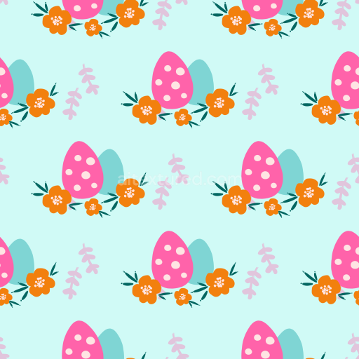 Seamless 3D PBR Texture with Festive Pink Easter Eggs and Floral Motifs