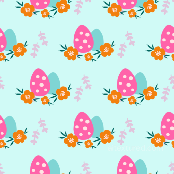 Easter Digital Paper Texture with Pink Polka-Dot Eggs and Floral Motif All Easter Digital paper texture preview