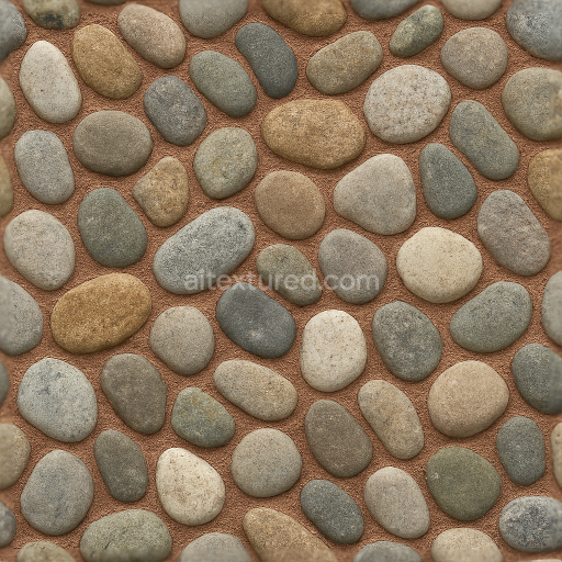 Seamless 3d texture pbr 8k stone pebbles mosaic with natural stone and rough finish