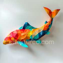 seamless Seamless 3D PBR Texture of Origami Style Beluga Sturgeon with Vibrant Multi-Color Facets texture 8k free download PBR