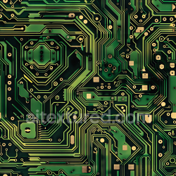 seamless Seamless 3D Futuristic Digital Circuitry Camouflage PBR Texture with Tech Patterns and Green-Gold Palette texture 8k free download PBR