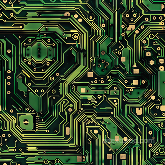 Futuristic Digital Circuitry Camouflage PBR Texture with Tech Patterns and Green-Gold Pal… Color Camouflage texture preview