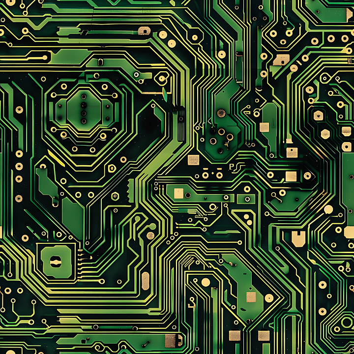 Futuristic Digital Circuitry Camouflage with Tech Patterns and Green-Go… seamless PBR texture preview