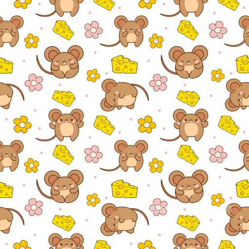 Pattern PBR Texture Featuring Cute Cartoon Mice and Cheese on White seamless Pattern Bundle PBR texture