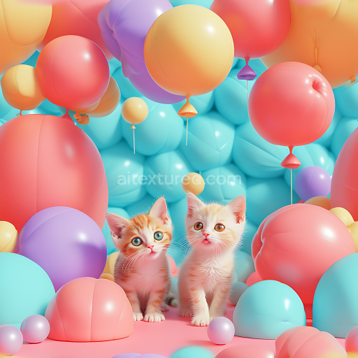 Seamless 3D Inflated Balloon Surface PBR Texture in Soft Pastel Colors