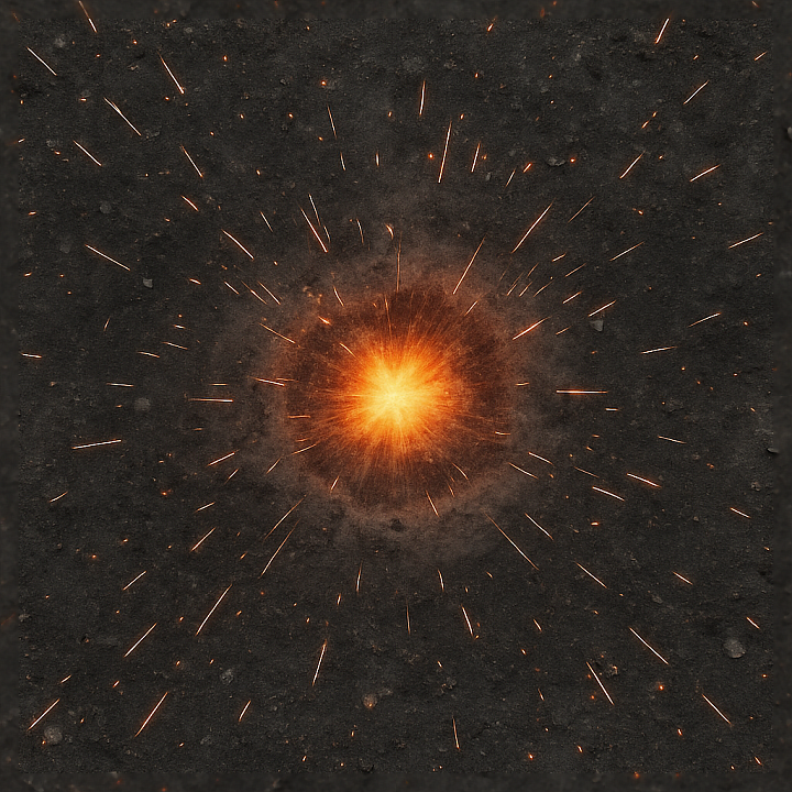 Of Ash Particles With Spark Shower And Flame Burst In Explosion seamless PBR texture preview