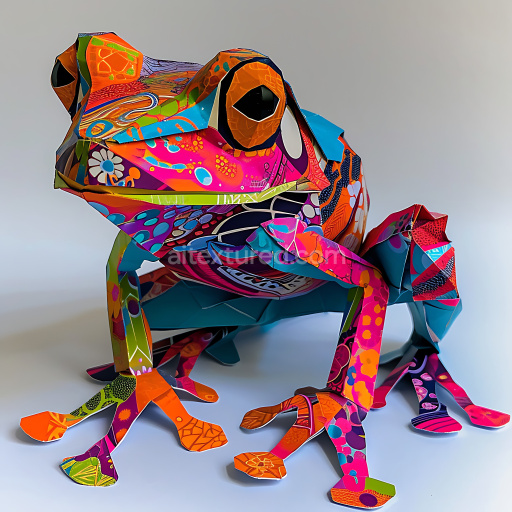 Seamless 3D PBR Texture of Bright Multicolor Stylized Frog Skin Pattern