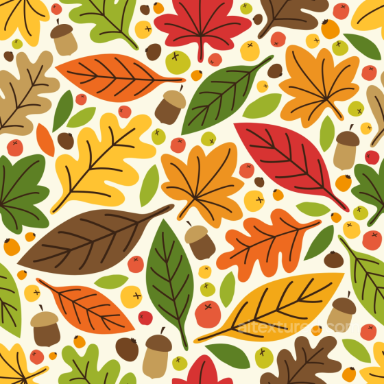 Featuring Stylized, Colorful Autumn Leaves and Acorns Autumn Leaves texture preview
