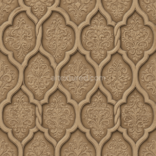 Seamless 3d texture pbr 8k wallpaper with oriental arabesque trellis and chain link pattern