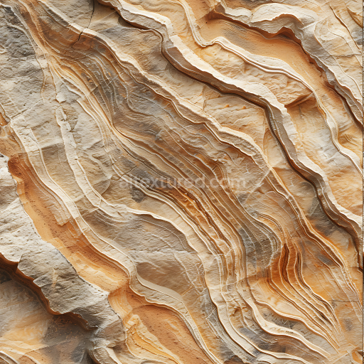 Seamless 3D Layered Sandstone Rock PBR Texture with Natural Erosion Patterns