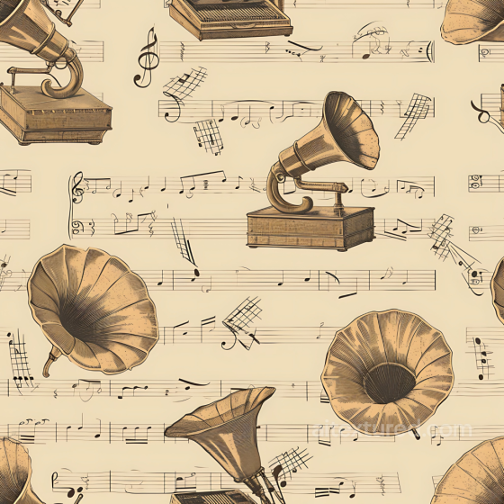 Featuring Vintage Gramophones and Sheet Music Pattern Vintage Scrapbook texture preview