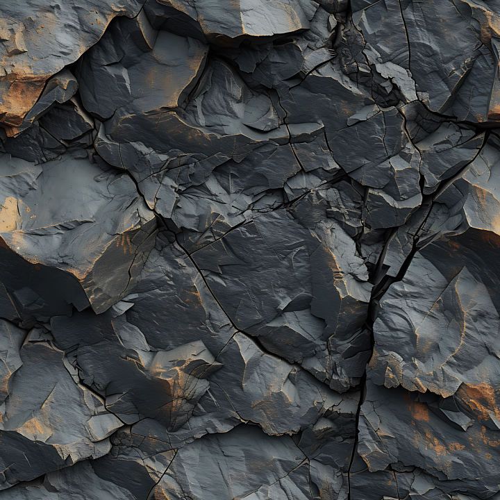 Slate Rock Featuring Deep Cracks and Metallic Highlights seamless PBR texture preview
