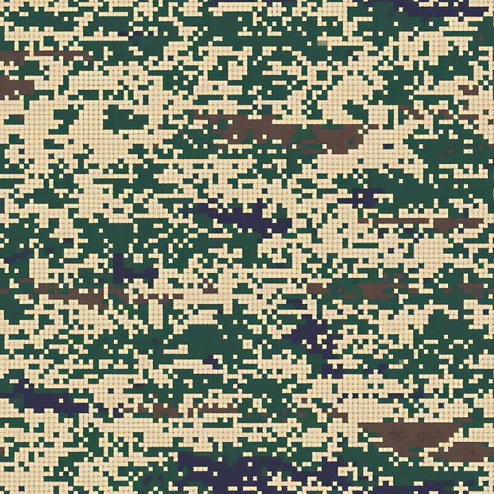 Digital Pixel Camouflage with Beige and Green Blocks seamless PBR texture preview