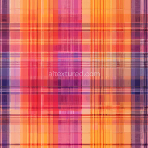 Seamless 3D PBR Texture of Warm Orange and Purple Plaid Fabric Pattern