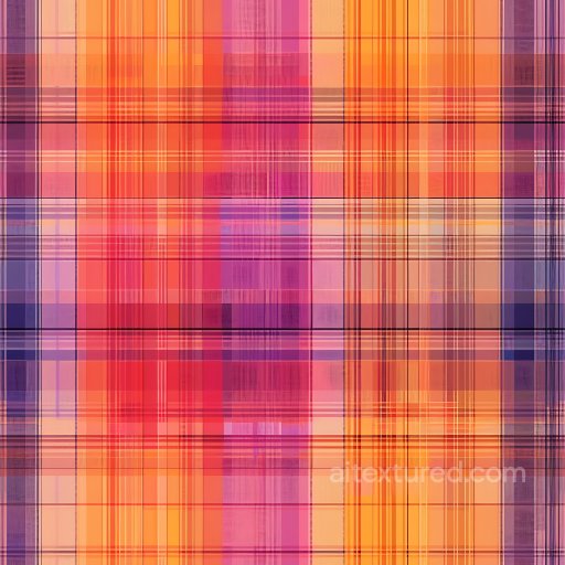 Seamless 3D PBR Texture of Warm Orange and Purple Plaid Fabric Pattern texture preview