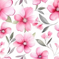 seamless Seamless Pink Flower 3D PBR Texture with Watercolor Floral Pattern texture 8k free download PBR